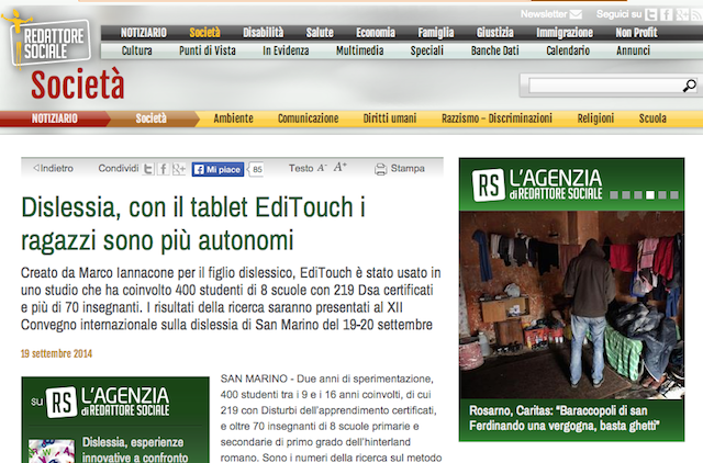 Con EdiTouch i ragazzi sono più autonomi e riescono meglio